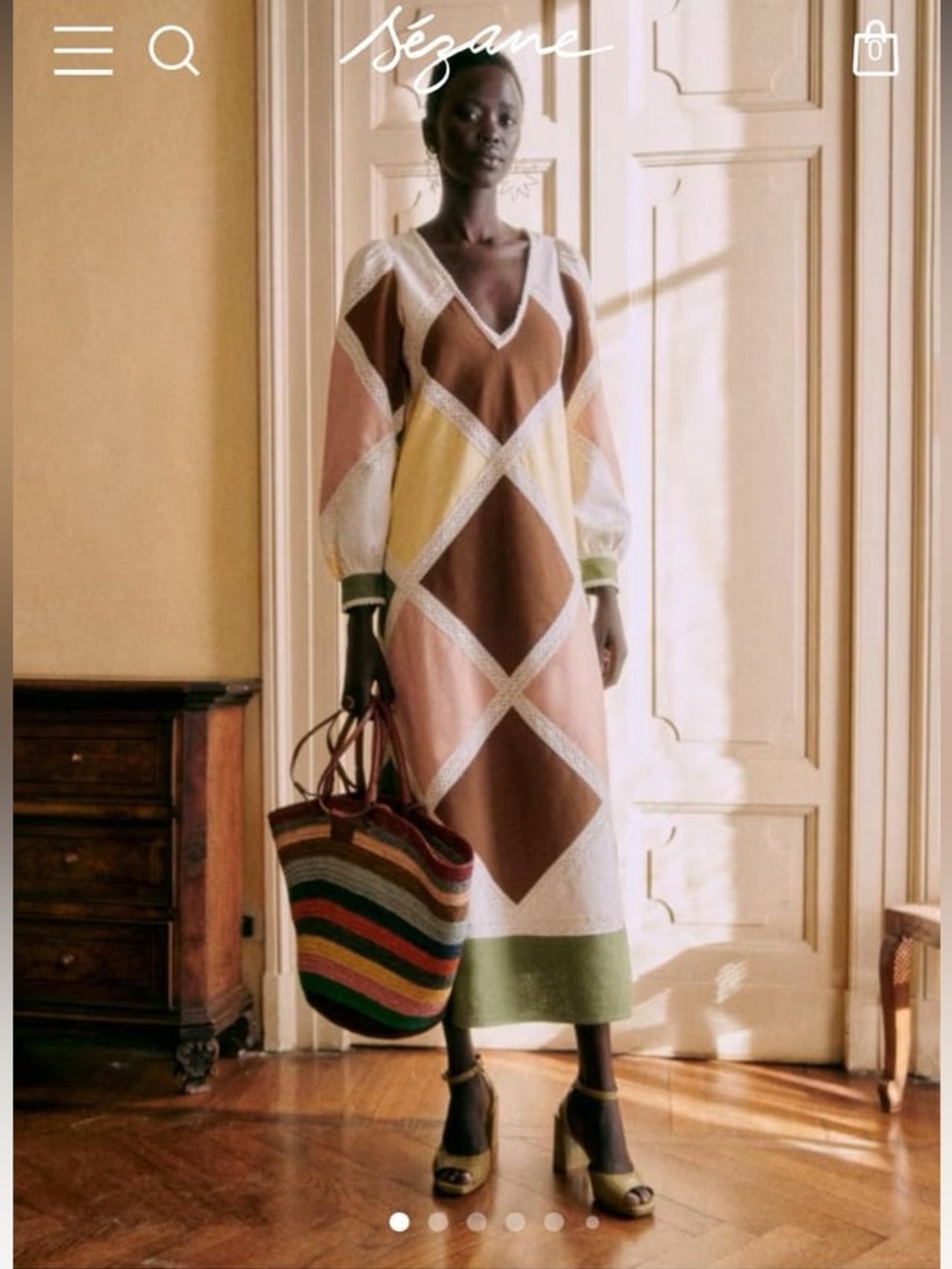 Sézane Edwinda Patchwork Midi Dress | NWT | US 6 (AC)